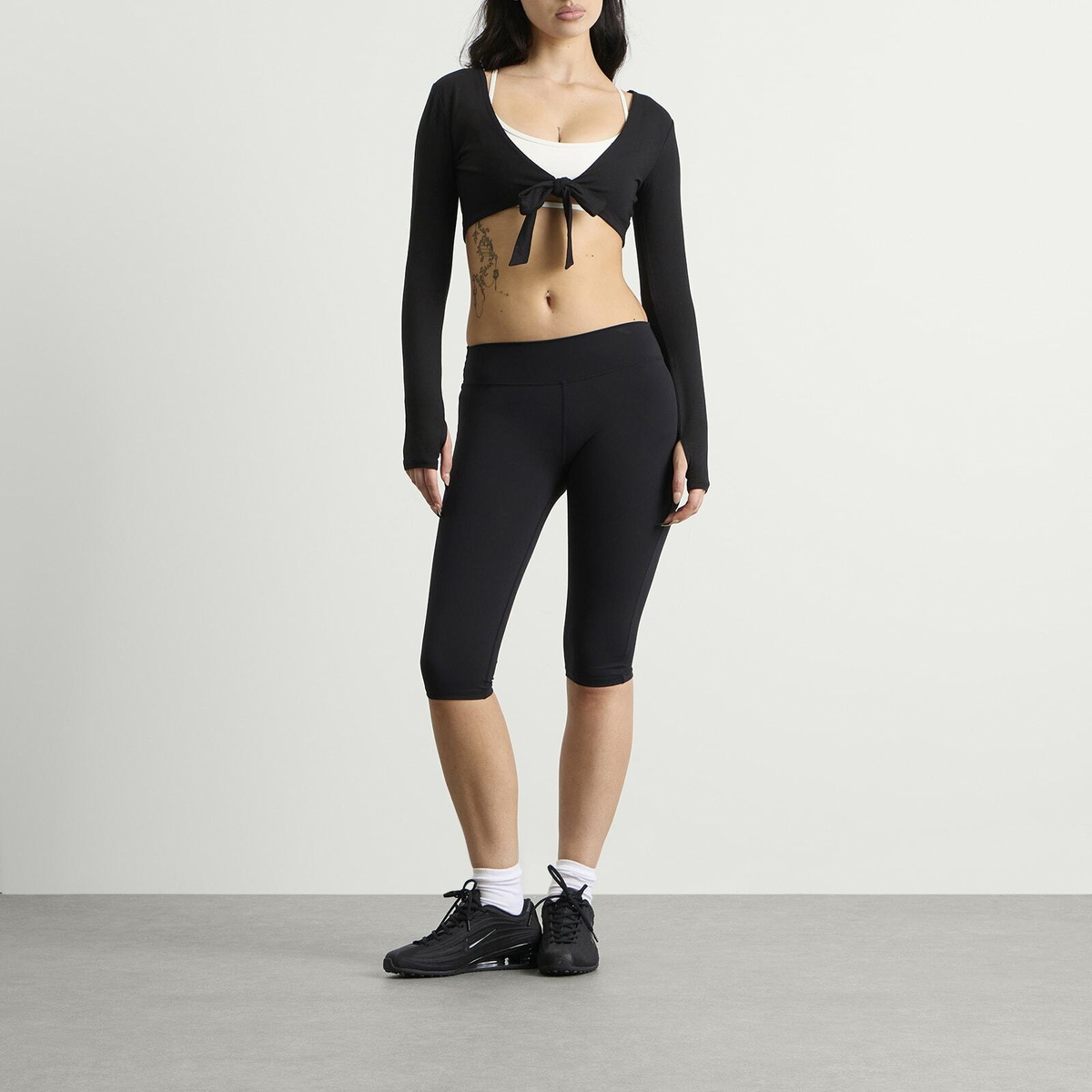 TALA Women's Tie Reversible Long Sleeve Top in Shadow Black