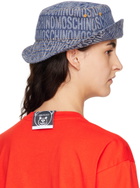 Moschino Navy Denim Allover Logo Bucket Hat
