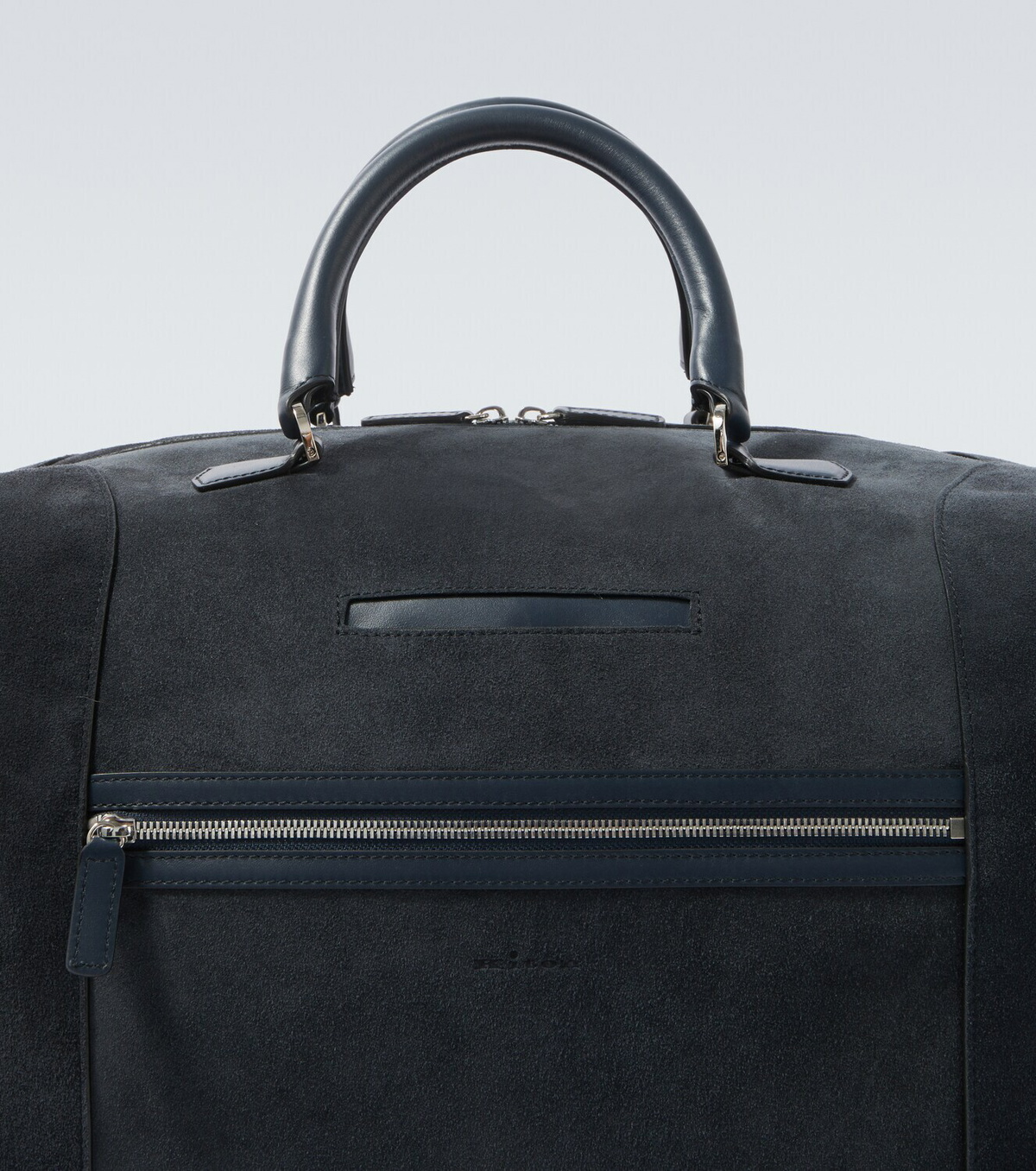 Kiton Leather-trimmed suede duffel bag