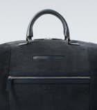 Kiton Leather-trimmed suede duffel bag