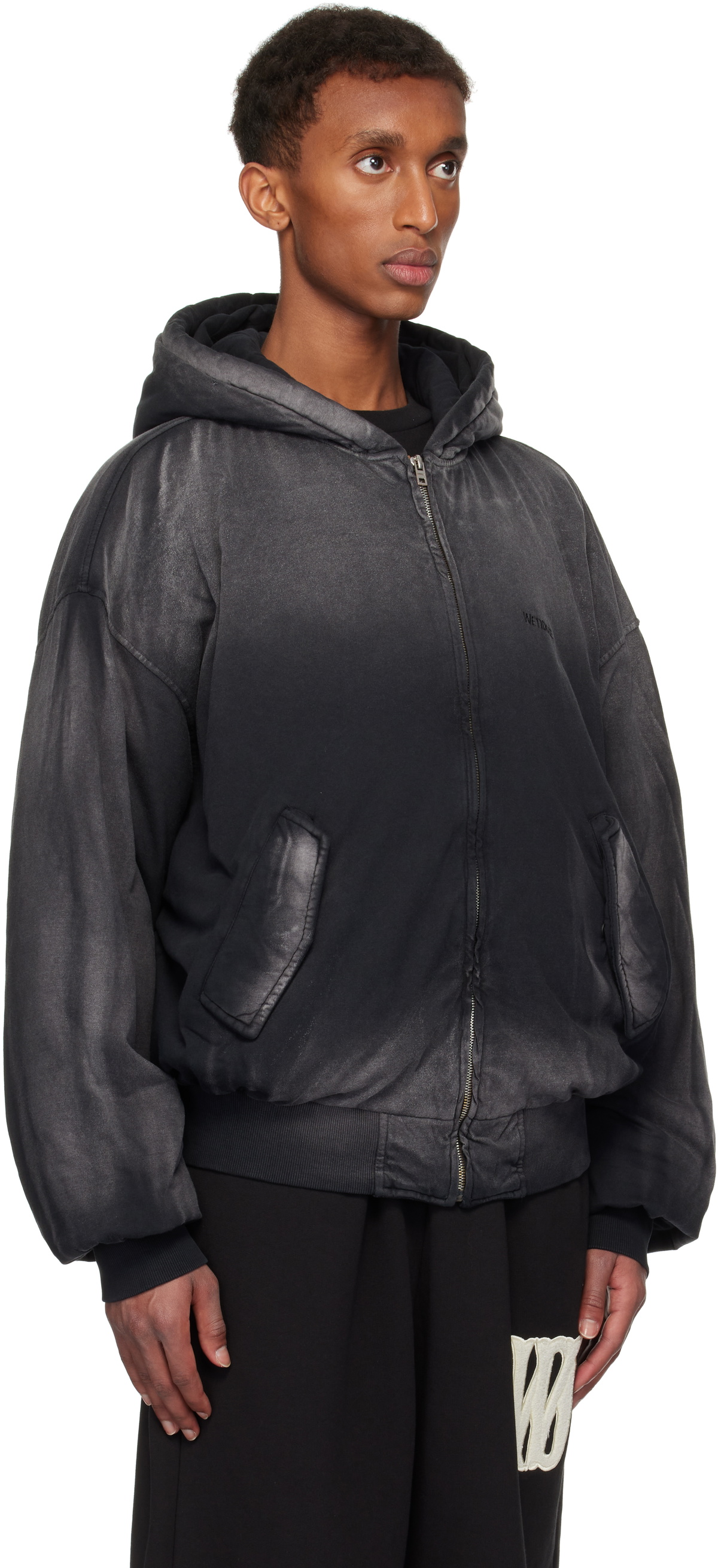 We11done Black Bomber Zip-up Hoodie