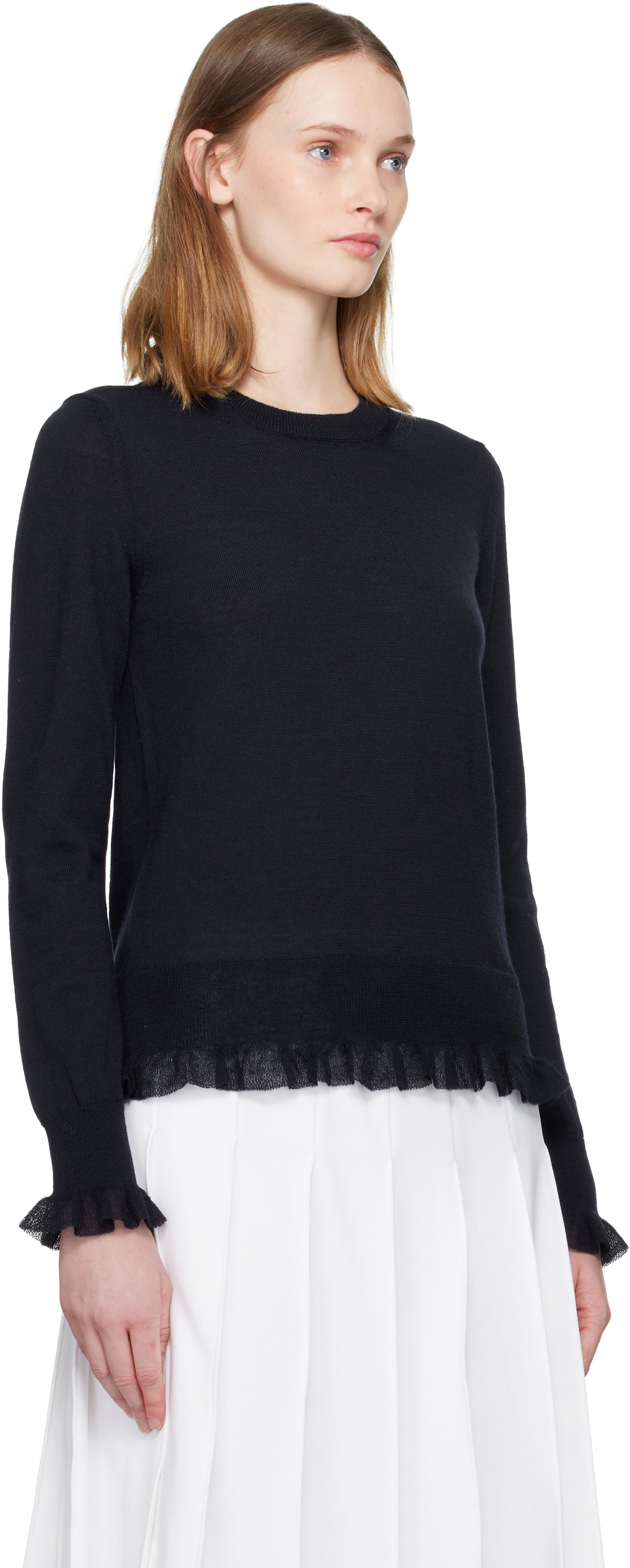 Comme des Garçons Comme des Garçons Navy Ruffled Sweater