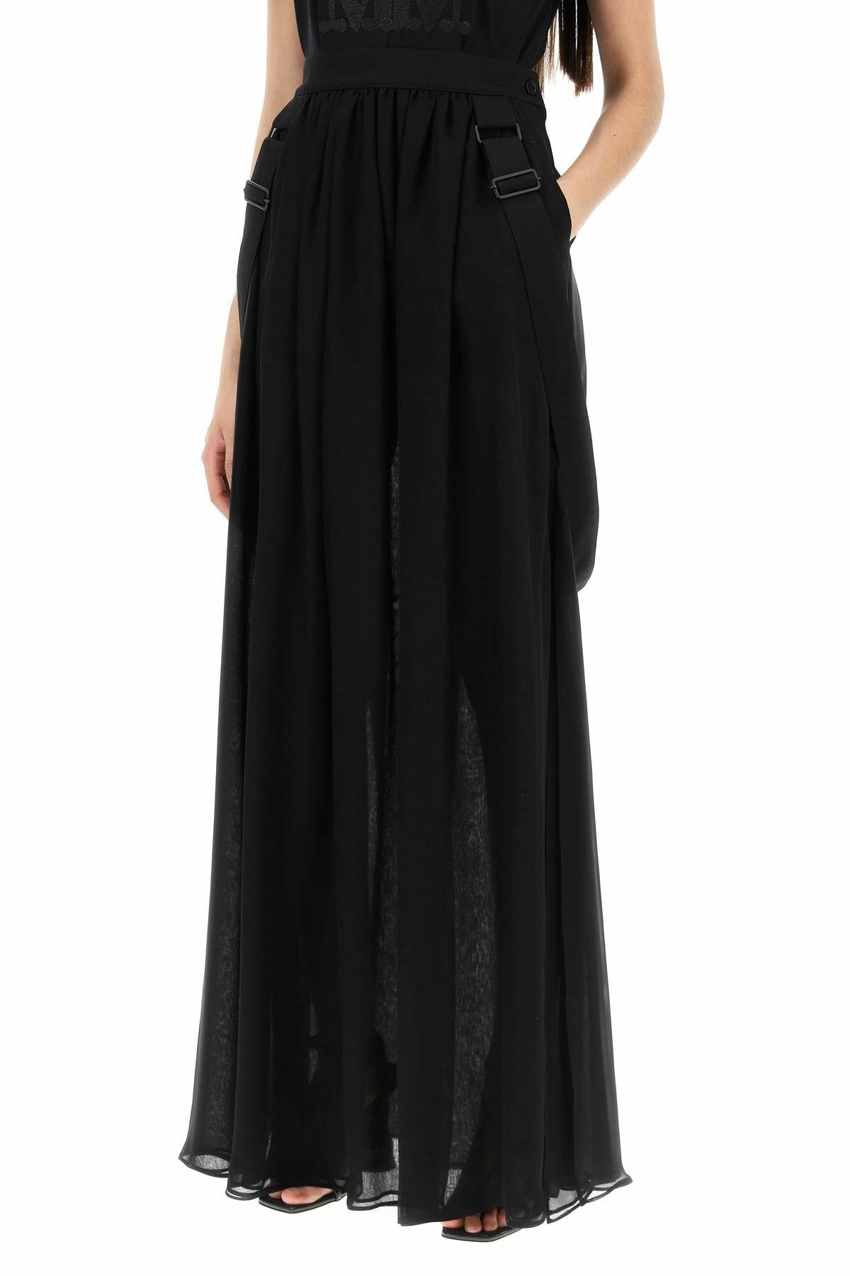 MAX MARA maxi silk chiffon jedy skirt in Black Max Mara