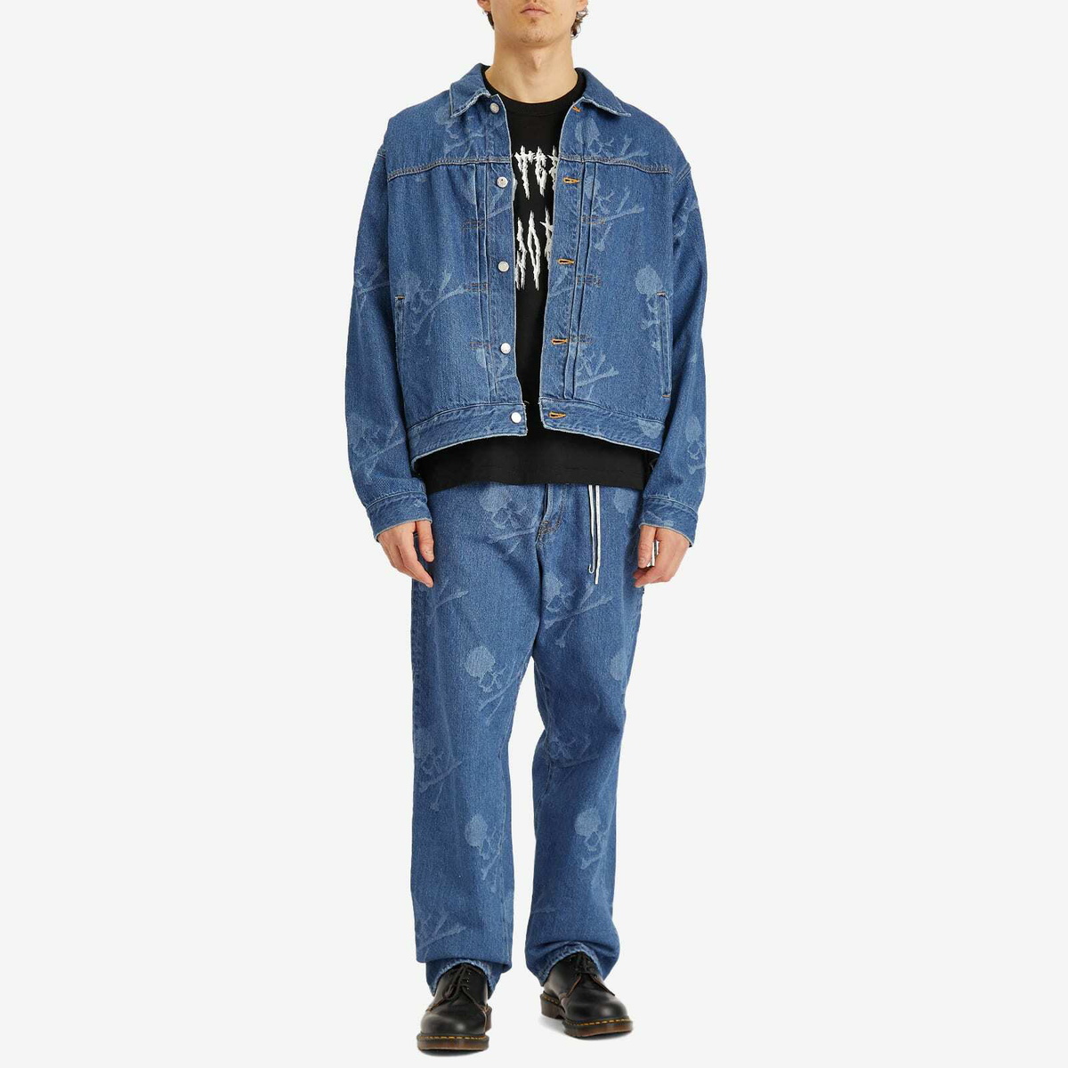 MASTERMIND WORLD Men's Monogram Straight Denim Pants in Blue