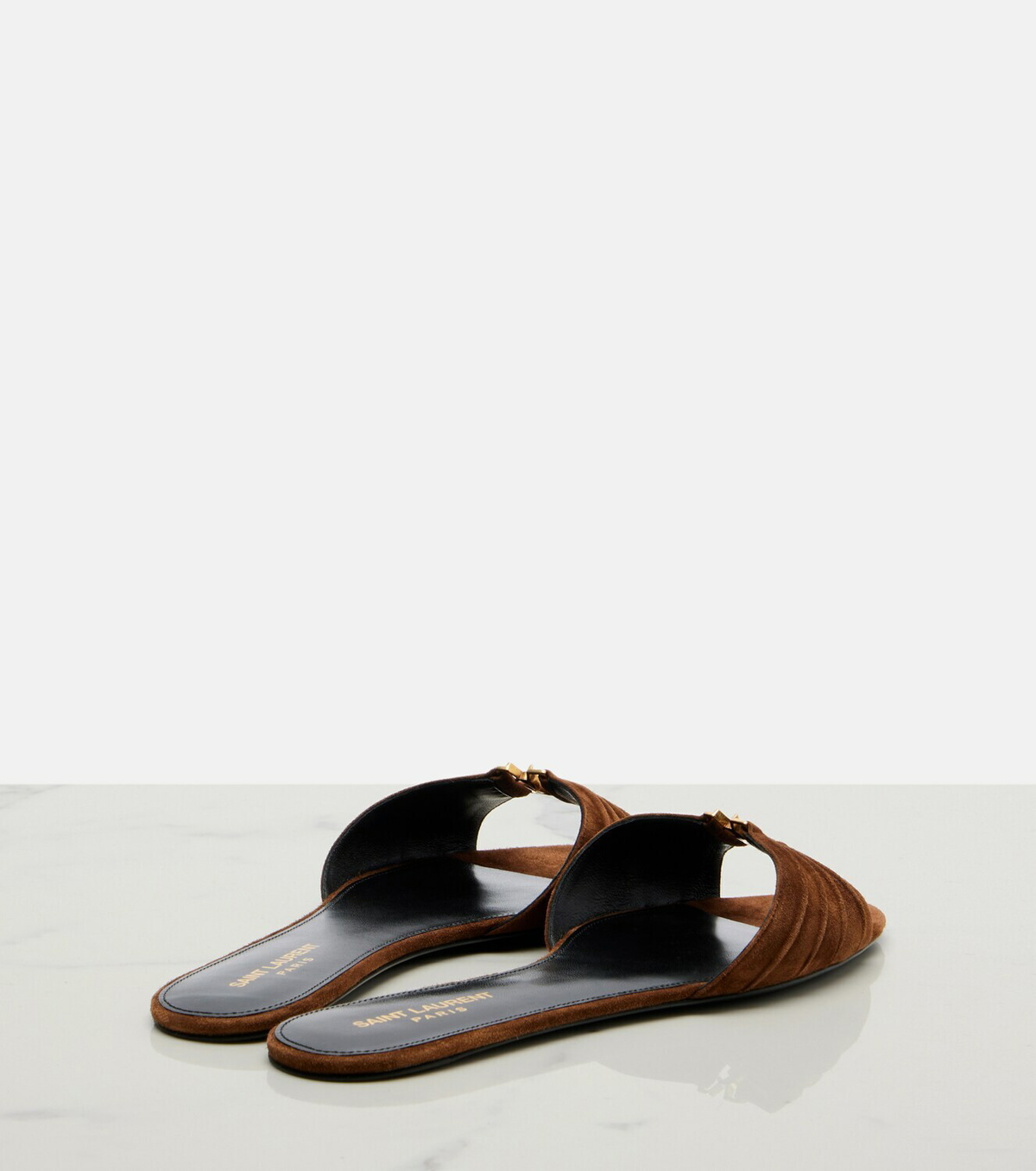 Saint Laurent Cassandre suede slides