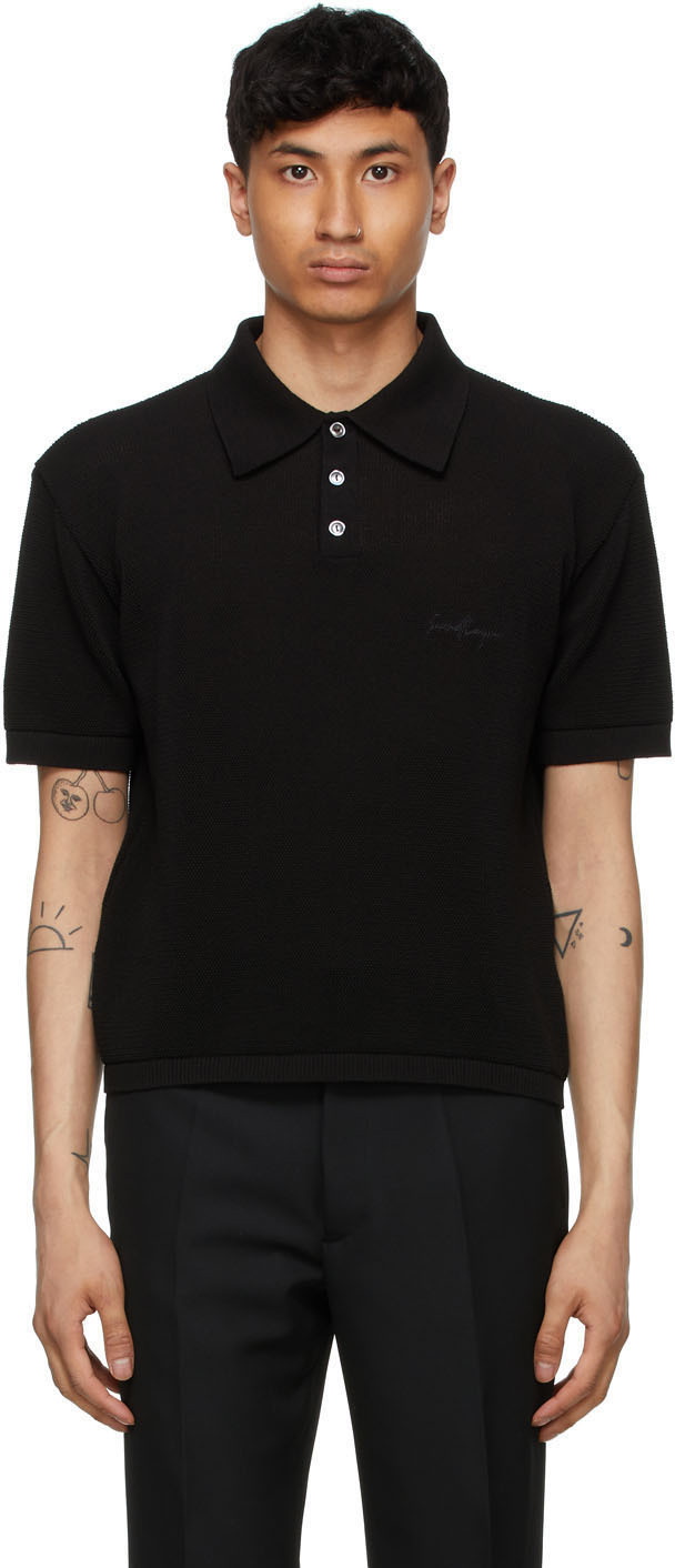 Second/Layer Black Knit Polo