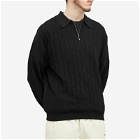 thisisneverthat Men's Cable Knit Zip Polo Shirt in Black