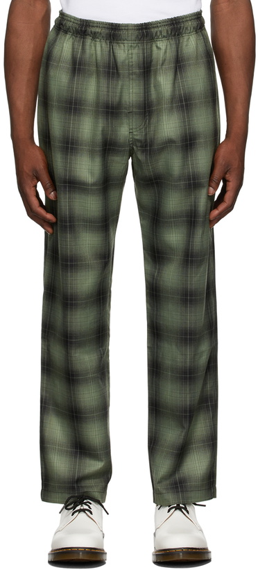 Photo: Stüssy Black & Green Shadow Plaid Trousers