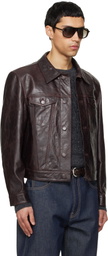 TONYWACK Brown Aged Lamb Trucker Leather Jacket