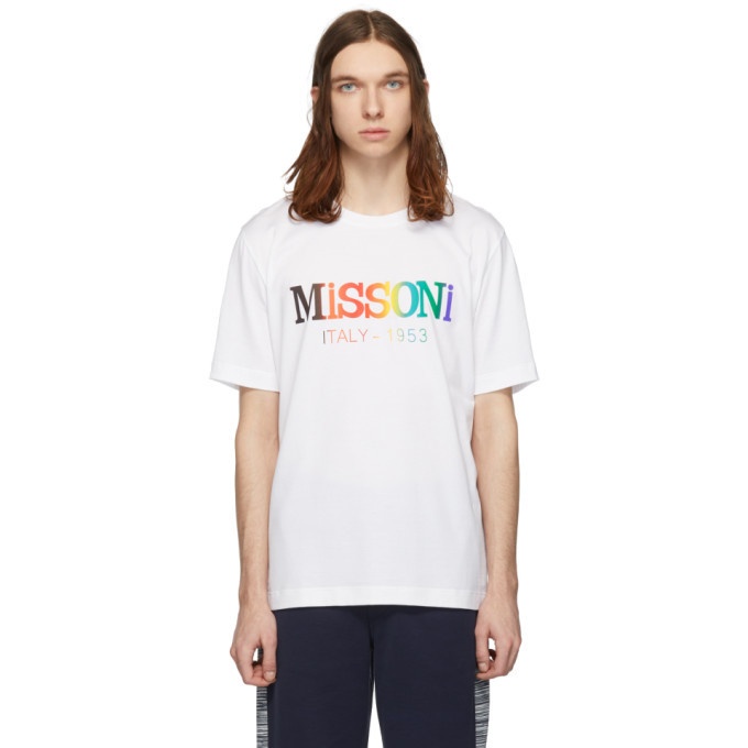 Photo: Missoni White Rainbow Logo T-Shirt