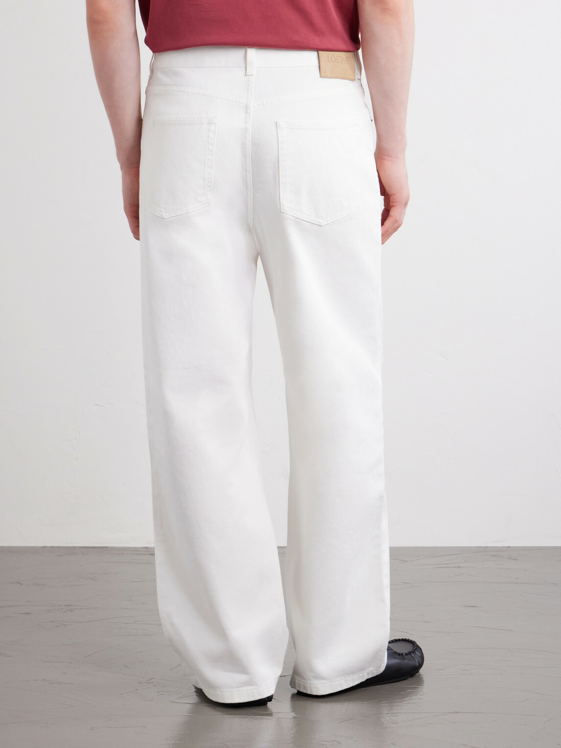 LOEWE - Wide-Leg Anagram-Embroidered Jeans - White