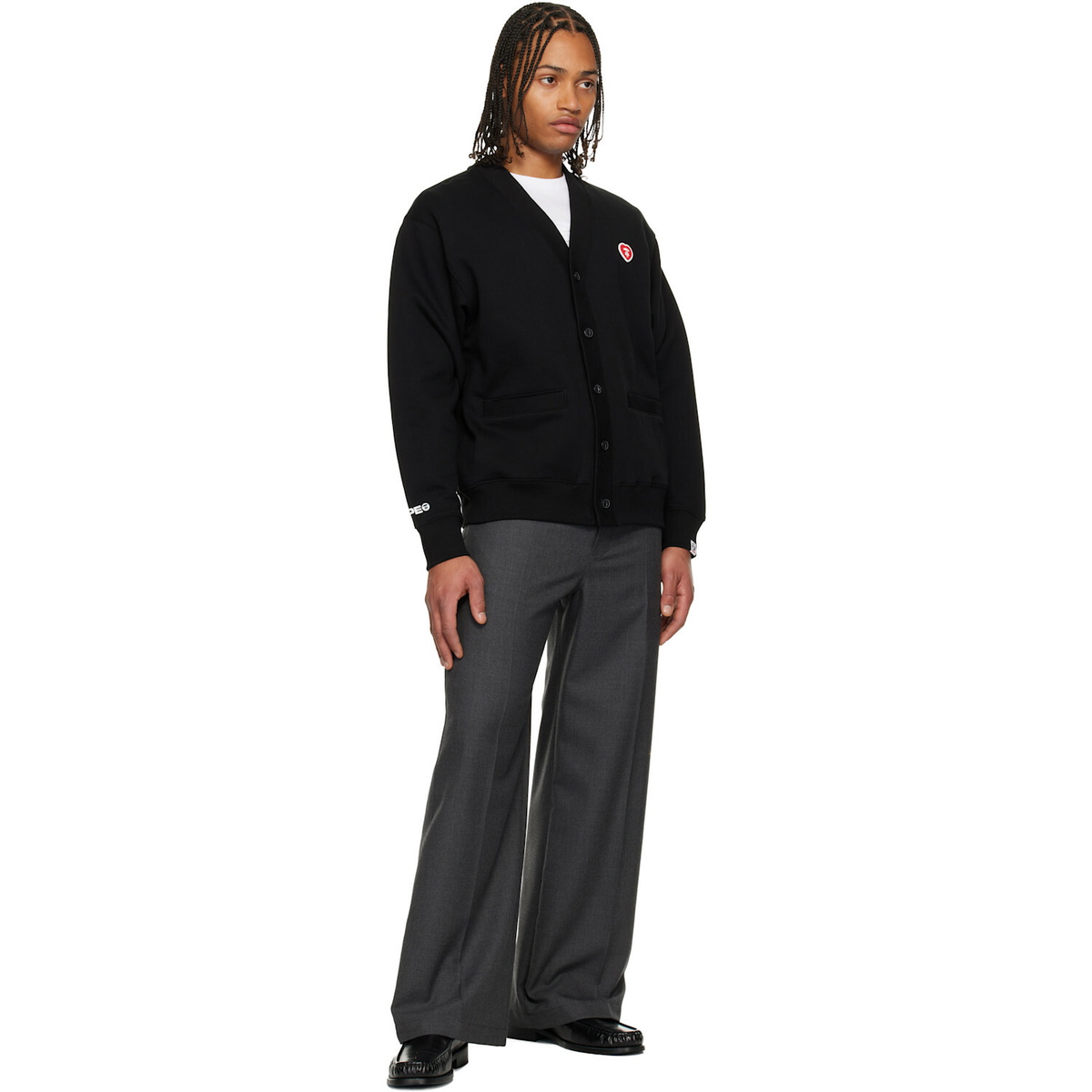 AAPE by A Bathing Ape Black 'AAPENOW' Heart Moonface Cardigan