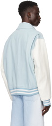 Solid Homme Blue & White Varsity Bomber Jacket