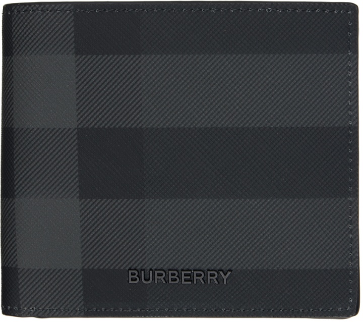 Photo: Burberry Black & Gray Check Bifold Coin Wallet