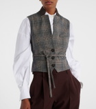 Brunello Cucinelli Belted checked virgin wool vest