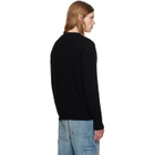 vowels Black Cable Knit Crewneck Sweater