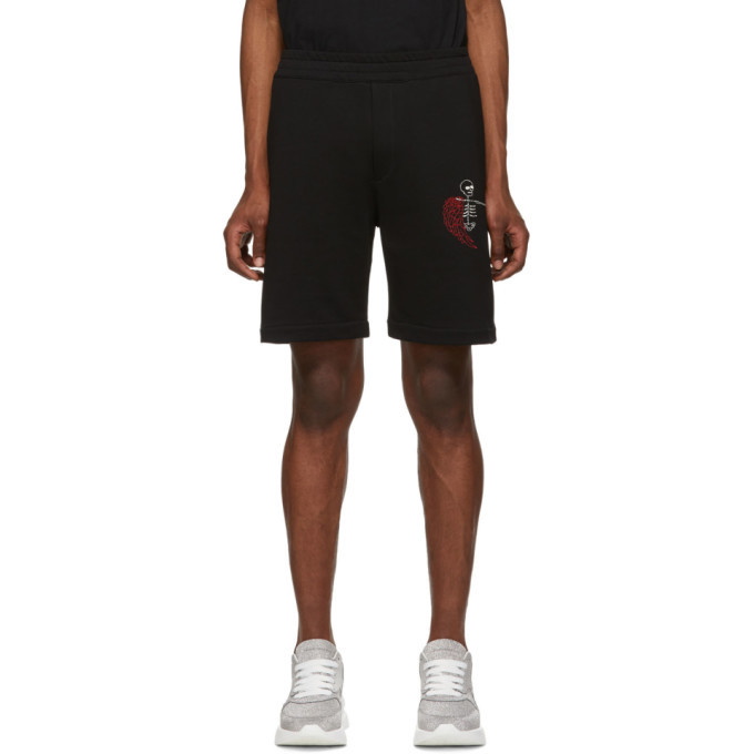 Photo: Alexander McQueen Black Skeleton Embroidery Shorts