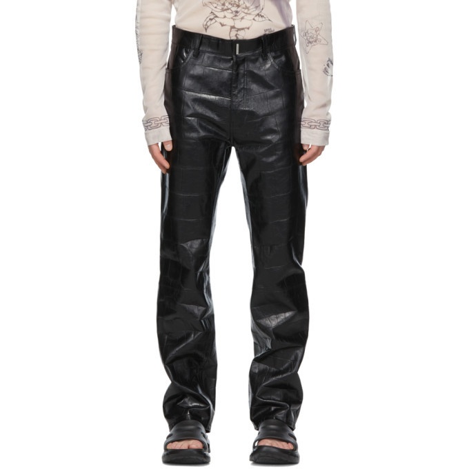 Photo: Givenchy Black Leather Croc Embossed Pants