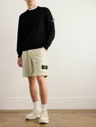 Stone Island - Straight-Leg Logo-Appliquéd Cotton-Jersey Drawstring Shorts - Neutrals