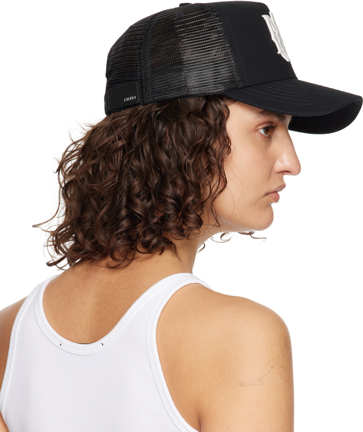 AMIRI Black MA Logo Trucker Cap