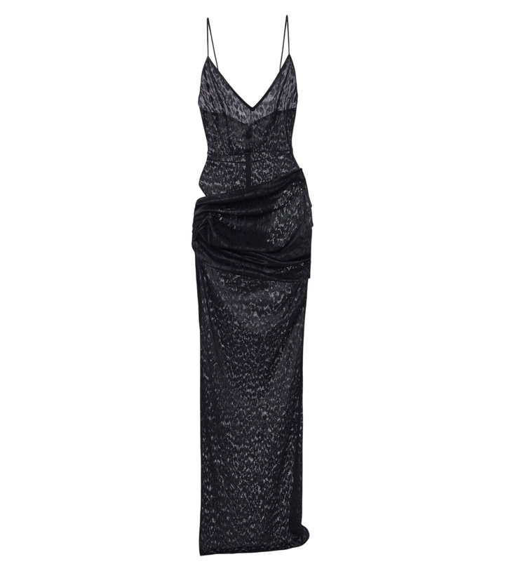 Photo: Alex Perry Draped leopard-print lace maxi dress