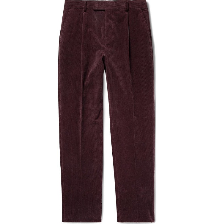 Photo: Wacko Maria - Tapered Pleated Cotton and Cashmere-Blend Corduroy Trousers - Men - Burgundy