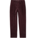 Wacko Maria - Tapered Pleated Cotton and Cashmere-Blend Corduroy Trousers - Men - Burgundy