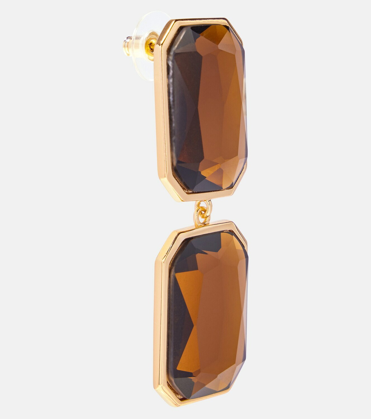 Self-Portrait Amber gold-plated drop earrings