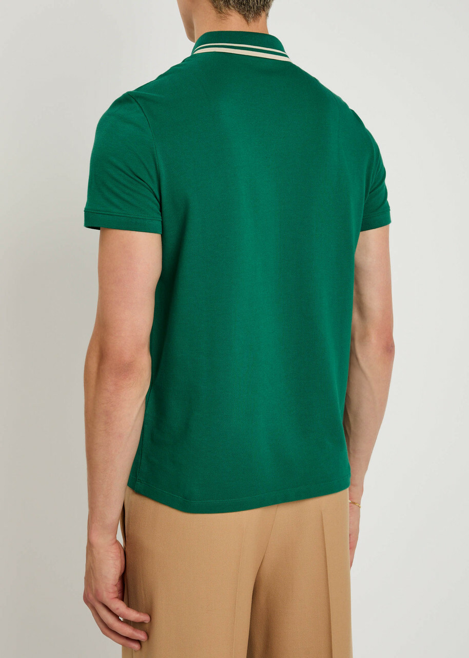 Valentino Garavani Vlogo Piqué Cotton Polo Shirt Green