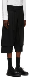 Yohji Yamamoto Black Cropped Wrap Trousers