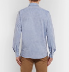 Richard James - Button-Down Collar Mélange Cotton Shirt - Blue