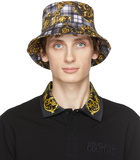 Versace Jeans Couture Grey Tartan Baroque Bucket Hat