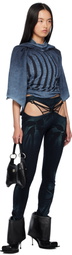 Masha Popova Blue Backless Sideknot T-shirt