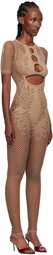 Poster Girl Beige Dinero Leaves Cut Out Playsuit Jumpsuit