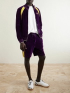 Valentino Garavani - Appliquéd Cotton-Blend Velvet Track Jacket - Purple