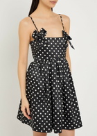 Ganni Polka-dot Stretch-satin Mini Dress Black