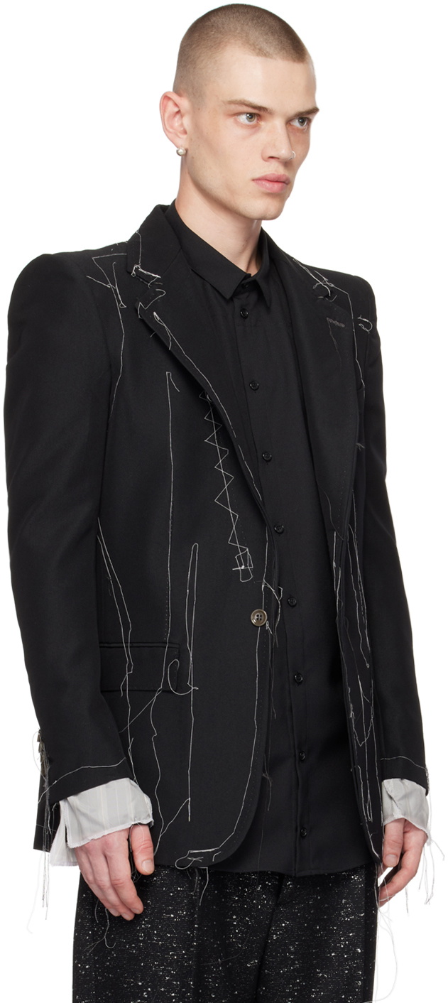 NICOLAS ANDREAS TARALIS Black Loose Thread Blazer Nicolas Andreas NICOLAS ANDREAS TARALIS Black Loose Thread Blazer Nicolas Andreas