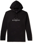 Givenchy - Logo-Print Waffle-Knit Cotton Hoodie - Black