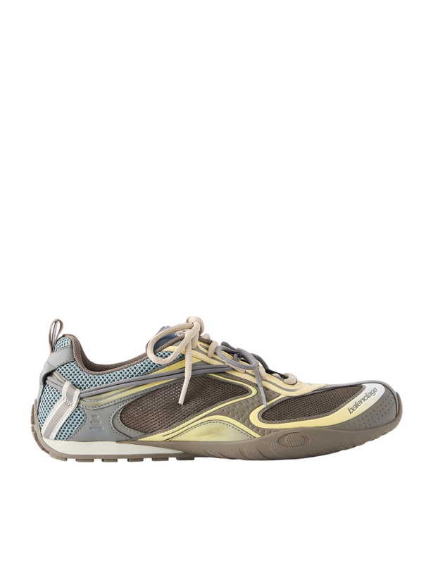 Photo: Balenciaga - Radar Gradient Lines Mesh and Rubber Sneakers - Brown