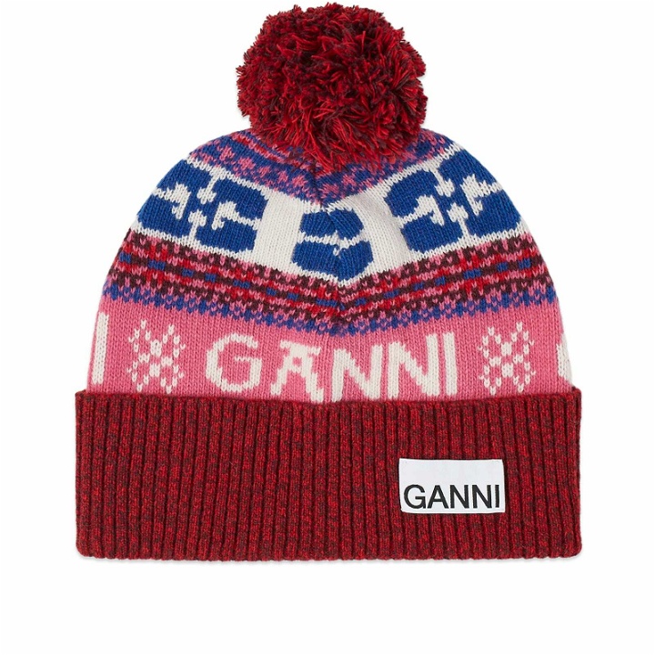 Photo: GANNI Women's Graphic Wool Beanie in Multicolour