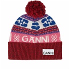 GANNI Women's Graphic Wool Beanie in Multicolour