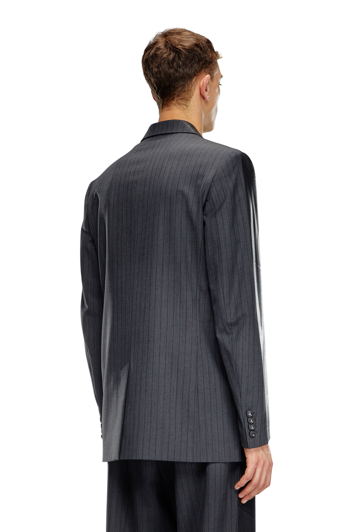 Diesel Pinstripe blazer with coated front - Jackets Mens in Black