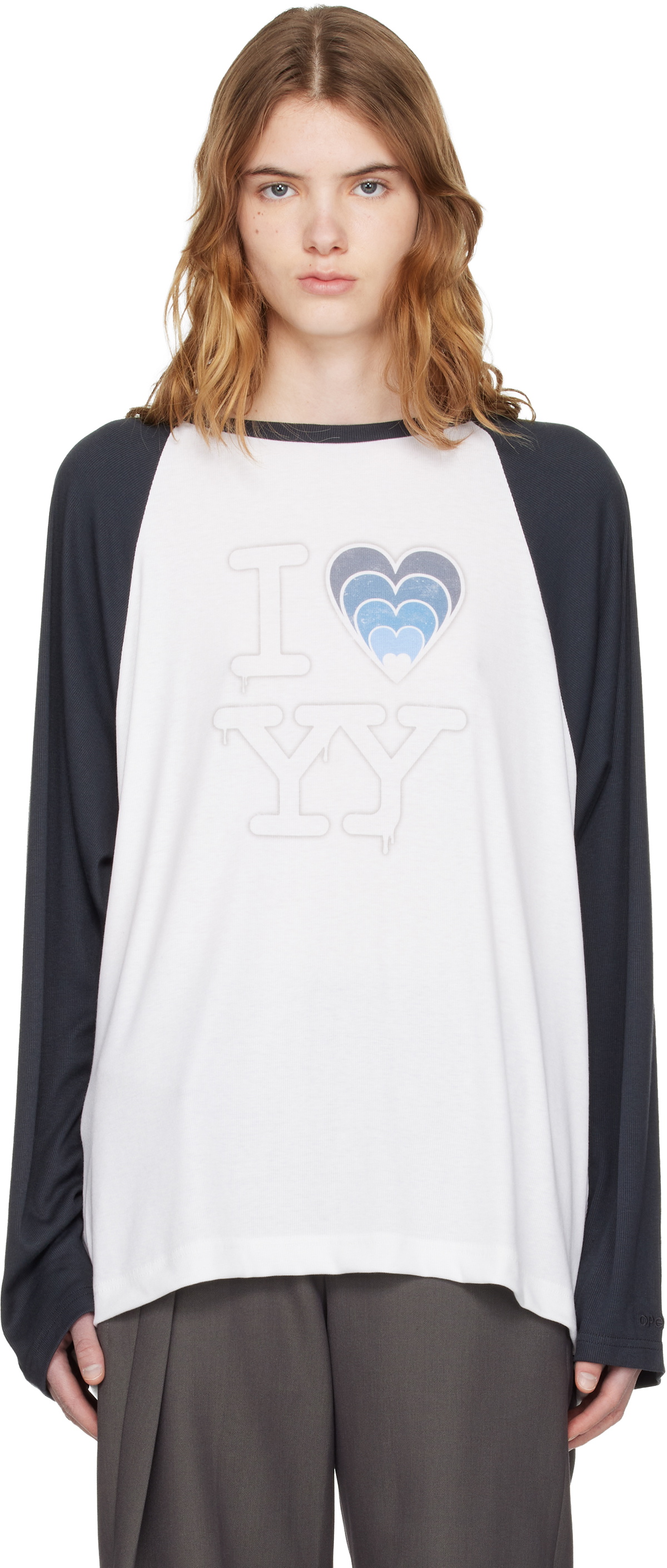 トップス OPEN YY TEE, WHITE OPEN YY White Printed T-Shirt OPEN YY