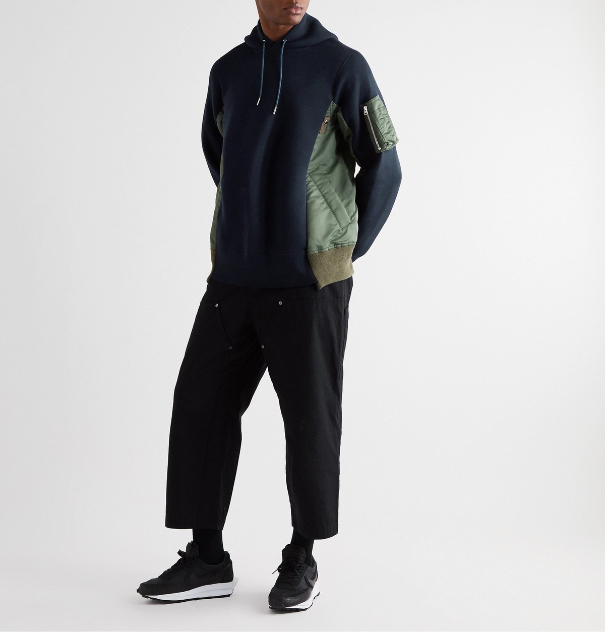 Sacai - Sponge Sweat X MA-1 Shell-Panelled Cotton-Blend Jersey