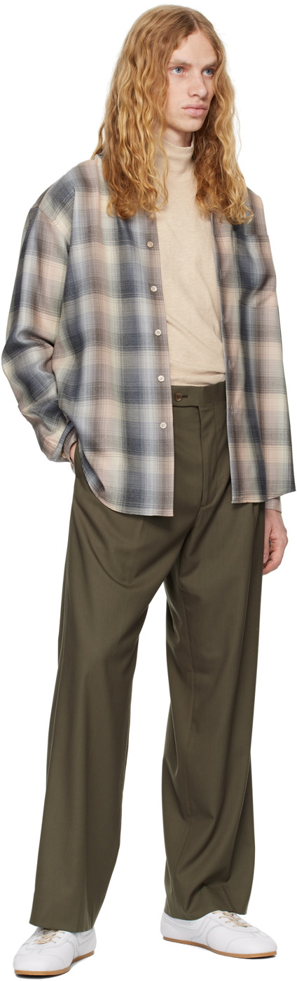 AURALEE Khaki Super Fine Tropical Wool Trousers Auralee