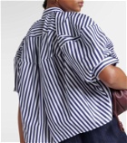 Sacai Striped cropped cotton-blend shirt