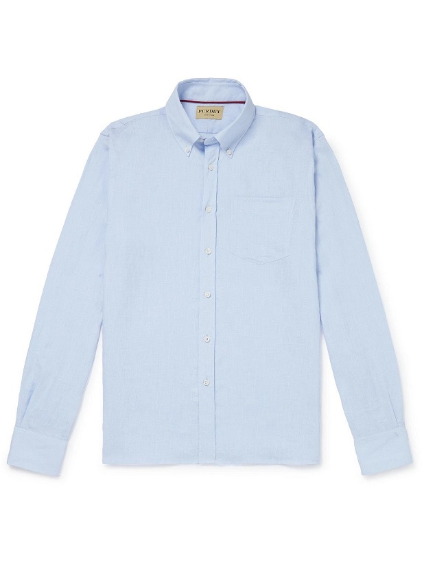 Photo: Purdey - Button-Down Collar Linen Shirt - Blue