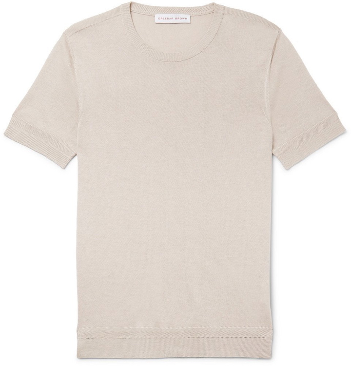 Photo: Orlebar Brown - Laughton Slim-Fit Silk and Cotton-Blend T-Shirt - Beige