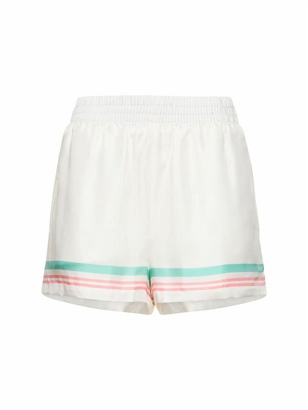 Photo: CASABLANCA - Printed Silk Twill Elastic Waist Shorts