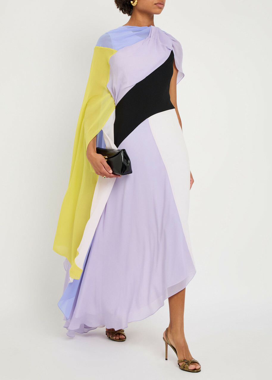 Roksanda Orel Colour-blocked Draped Silk-chiffon Gown Multicoloured 1